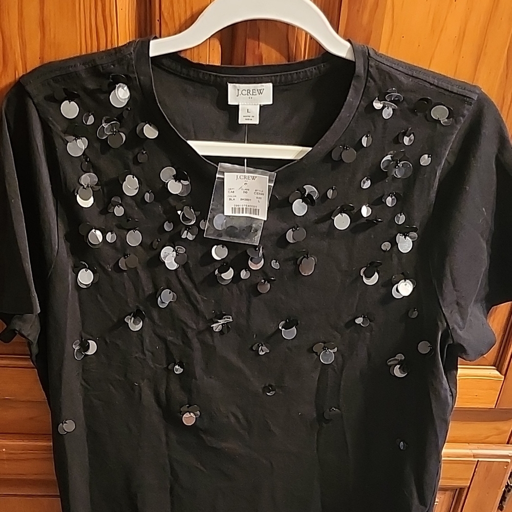 J. Crew Black Sequin Women's Top